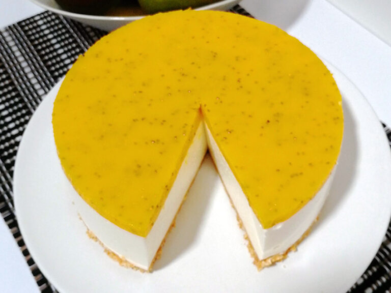 Tarta de queso sin horno con mango